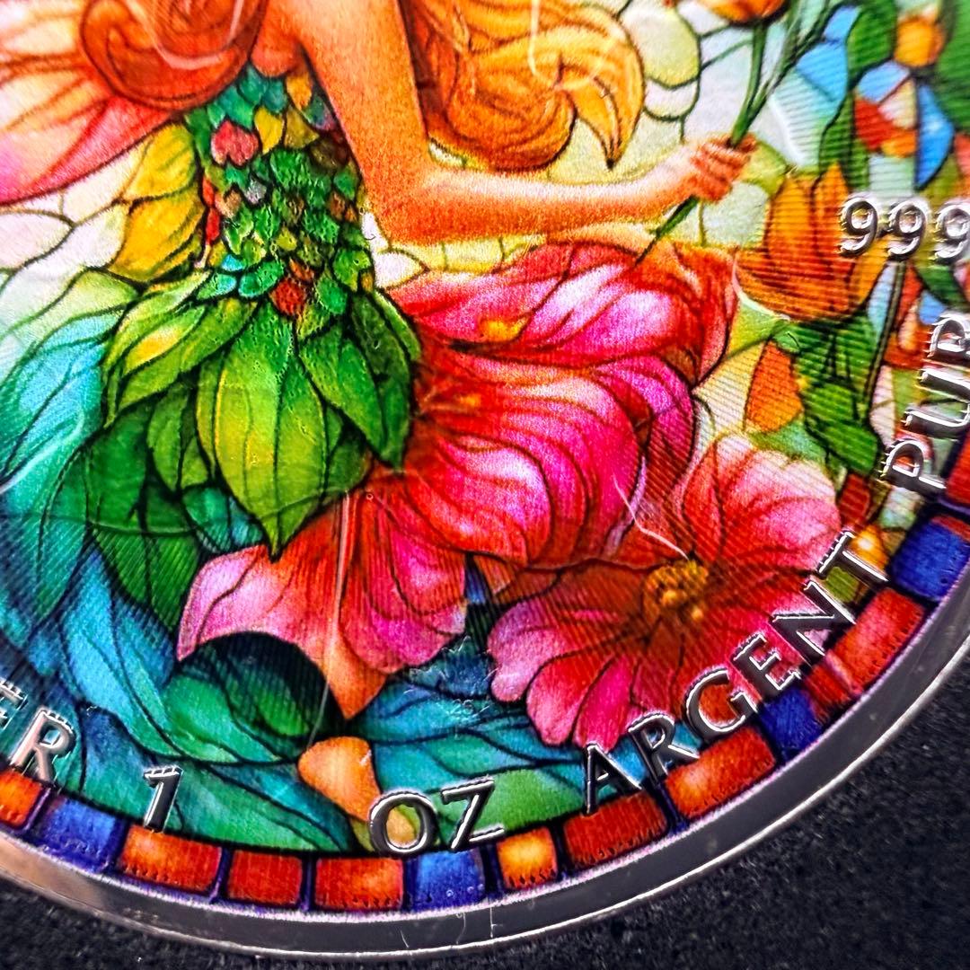 メイプルリーフ 銀貨 カラー ステンドグラスフェアリー -花を司る妖精- 1oz