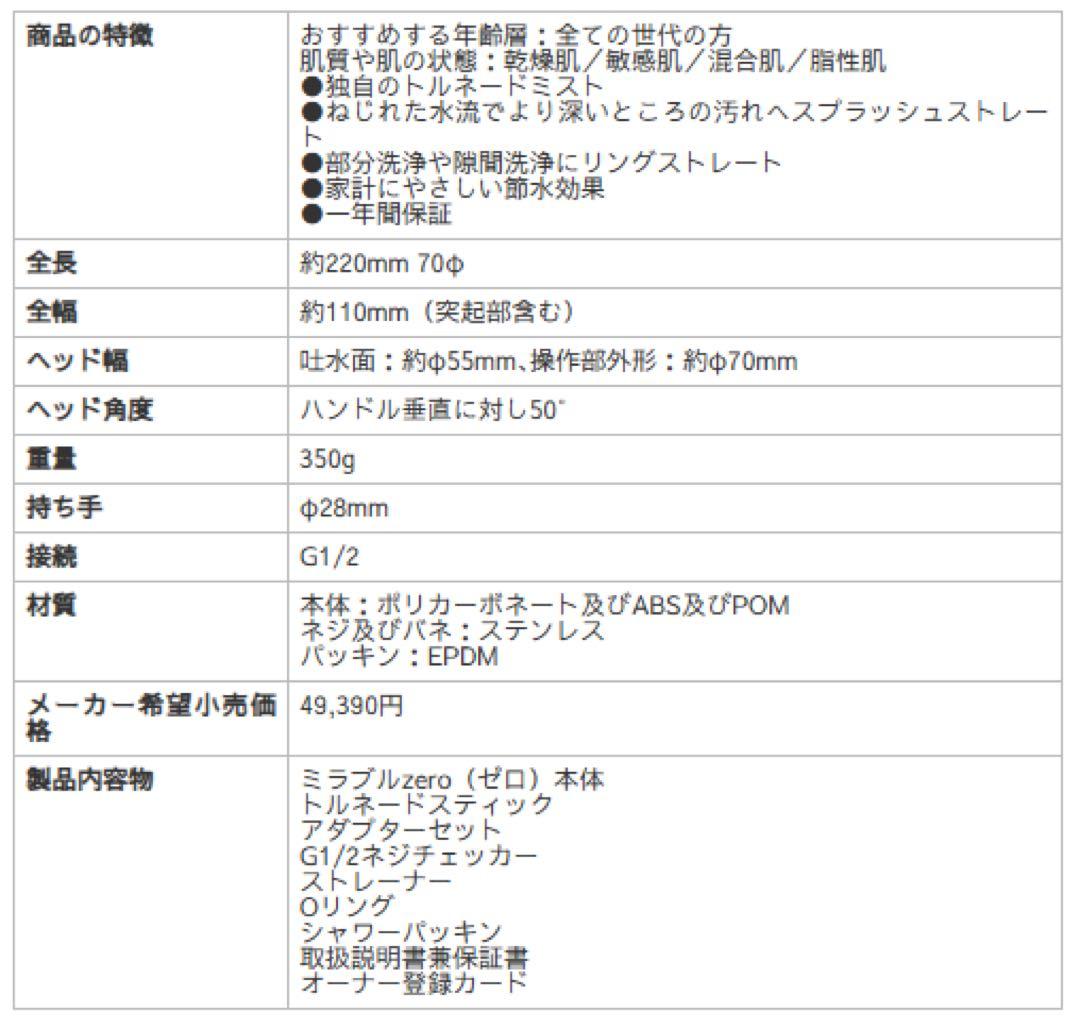 新品未使用 ミラブルゼロ サイエンス シャワーヘッド