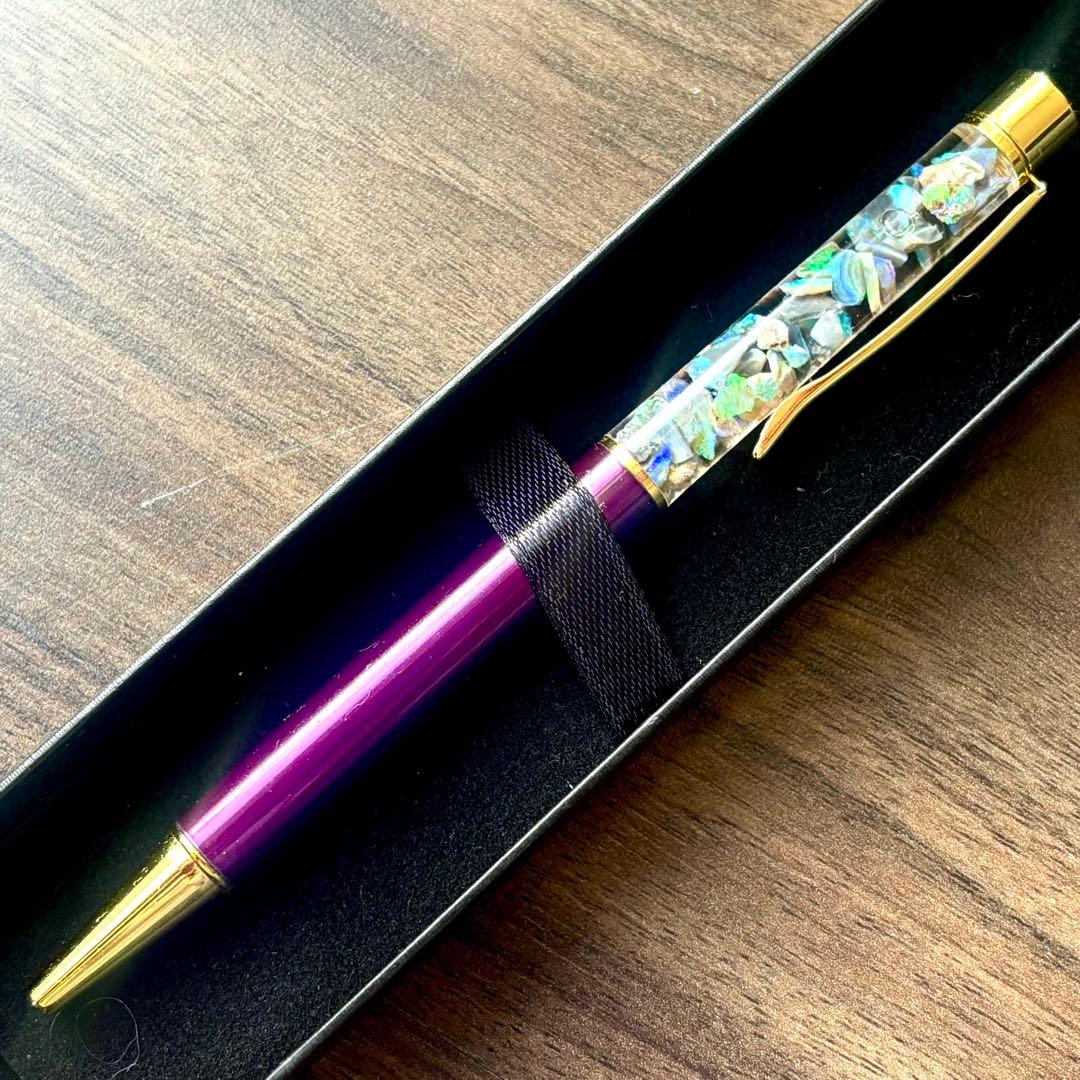 鮮色 8ct ブラックオパール ボールペン ライトニングリッジ産