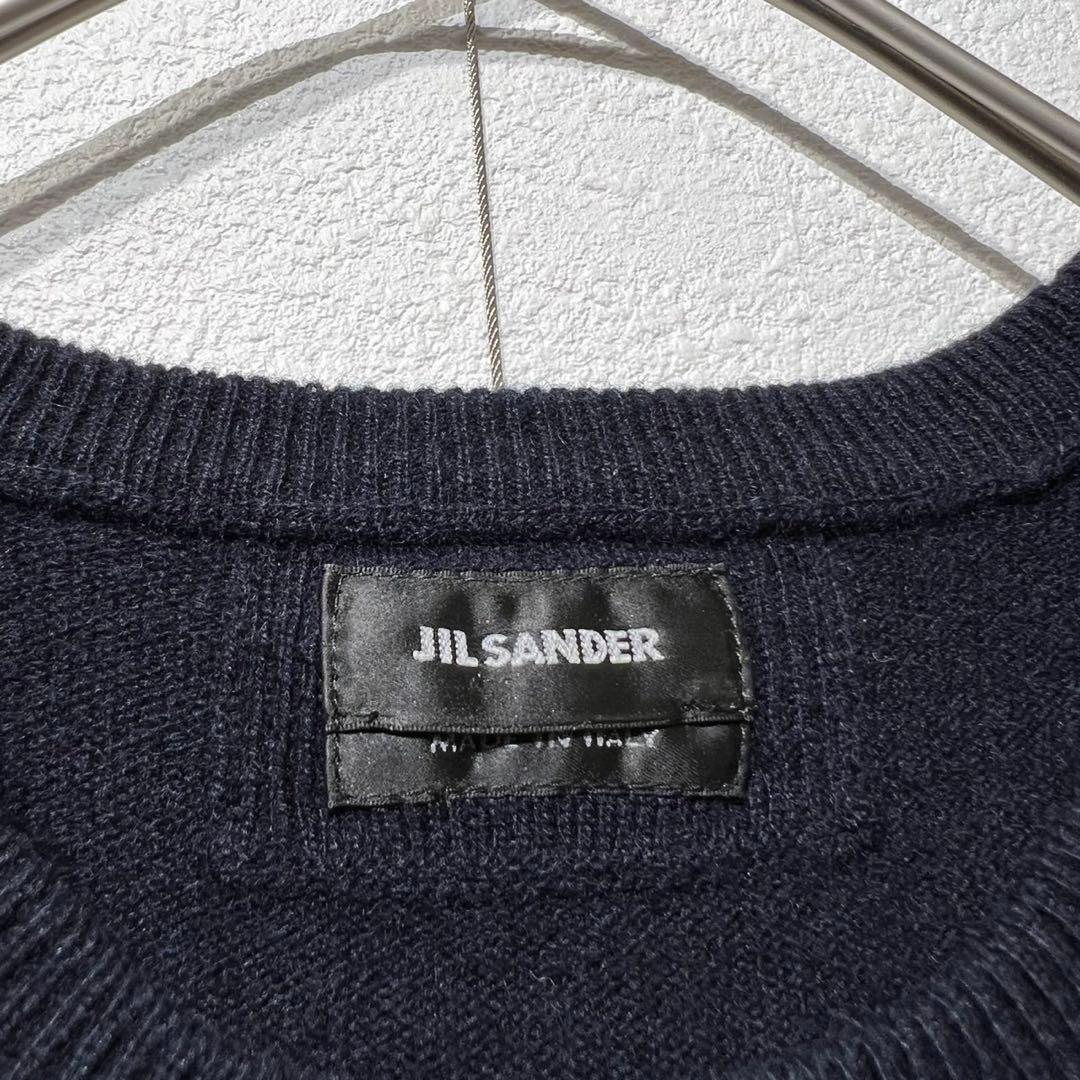 希少 美品 ジルサンダー 上質 ウール デザイン クルーネック ニット ベスト