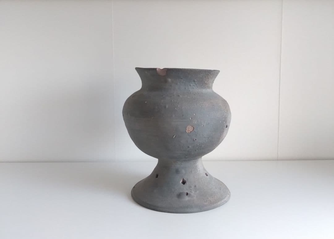 須恵器　高脚壺　古美術骨董古道具インテリア花入器オブジェ