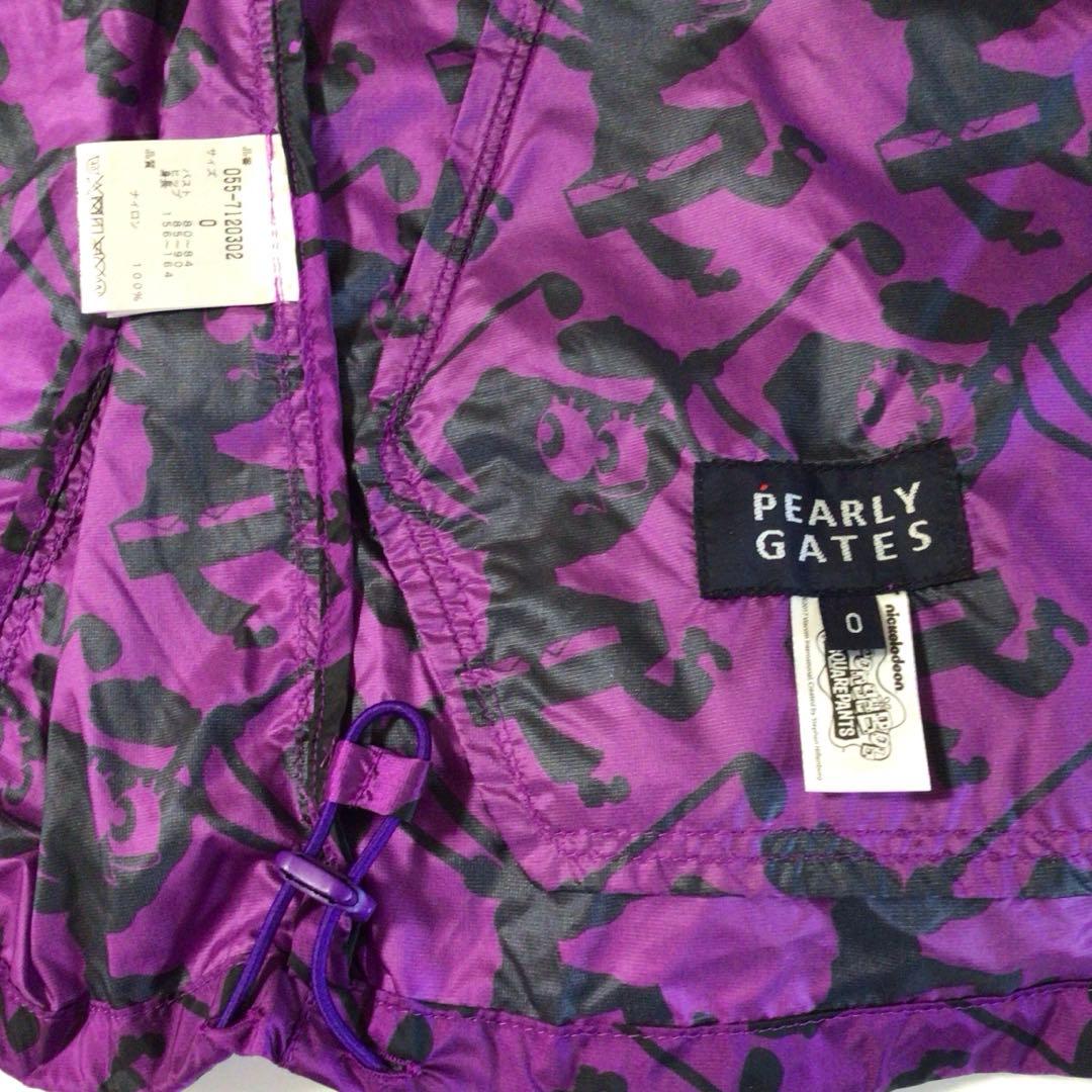 レア パーリーゲイツ×スポンジボブ コラボ 総柄 レインウェア 紫黒 0 極美品