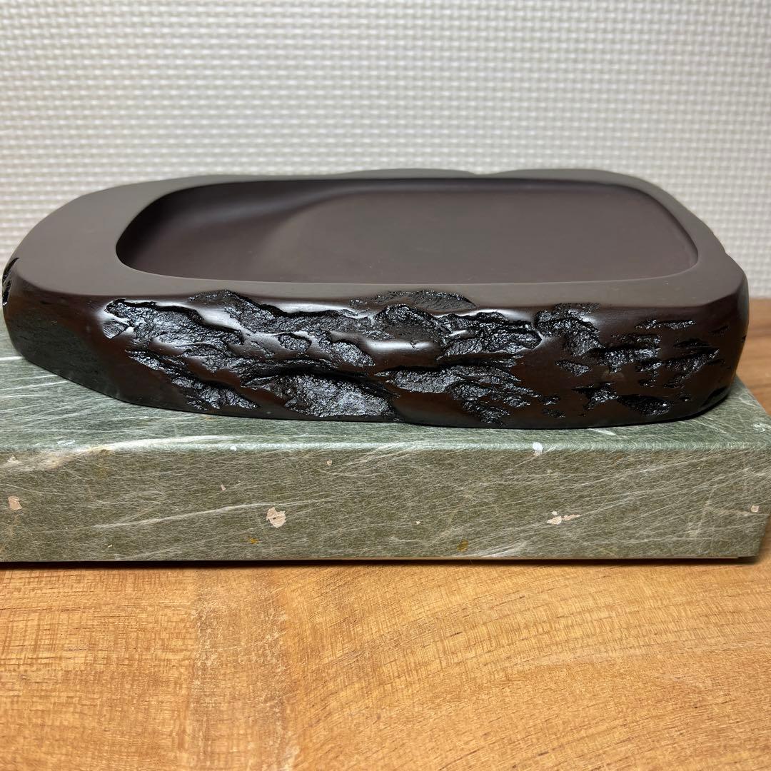 ⭕️赤間硯　野面硯　日本工芸会正会員　下井唯石　新品美品　女性好みの工藝品　古い硯