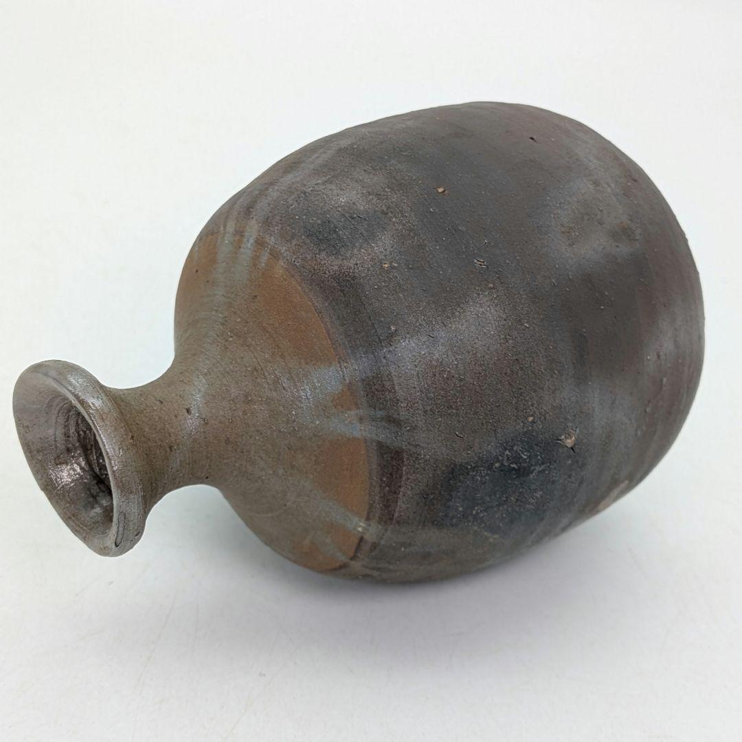 備前市無形文化財 榊原清人 備前焼 銀彩徳利花入 共箱 とっくり 一輪挿し花瓶