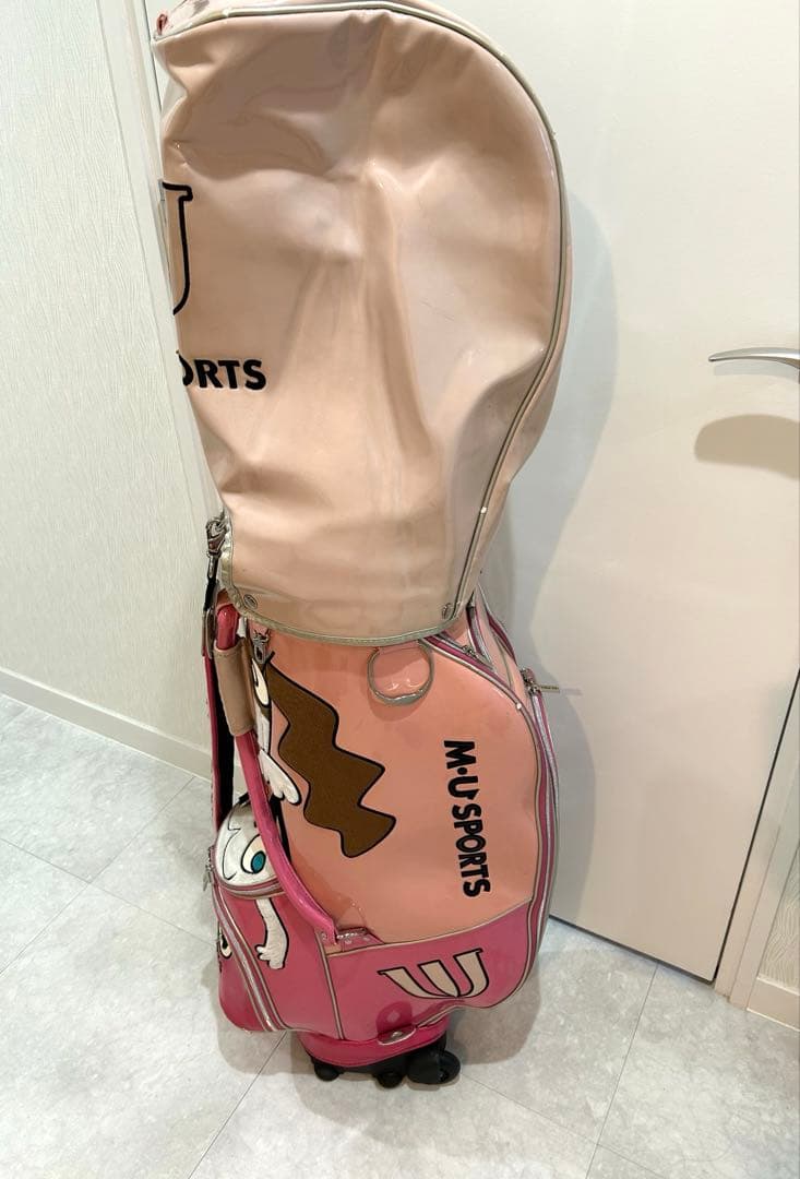 ゴルフバッグ　キャスター付　郵便バッグ付&ヘッドカバー付　pink MU