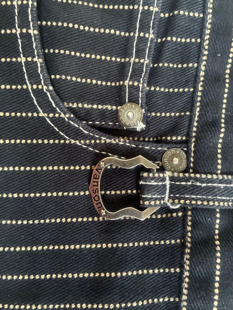 VANSON ストライプオーバーオール