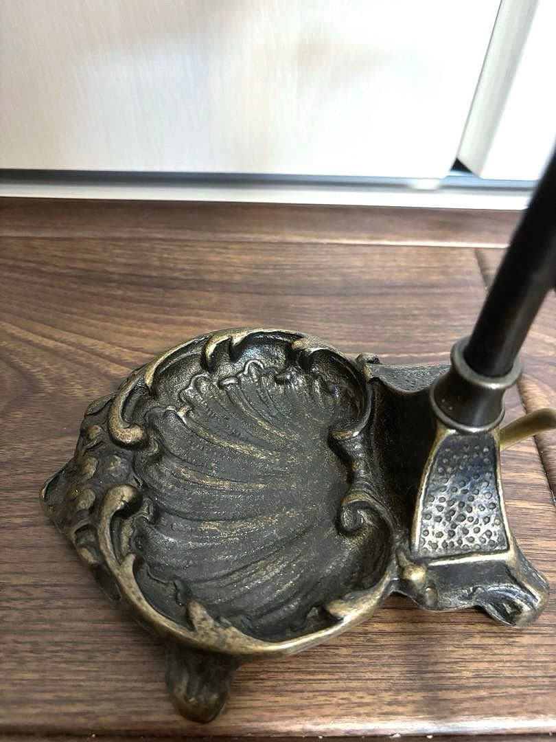 美品 アンティーク フランス スタンド フラワー ランプ ピンク 真鍮 ガラス