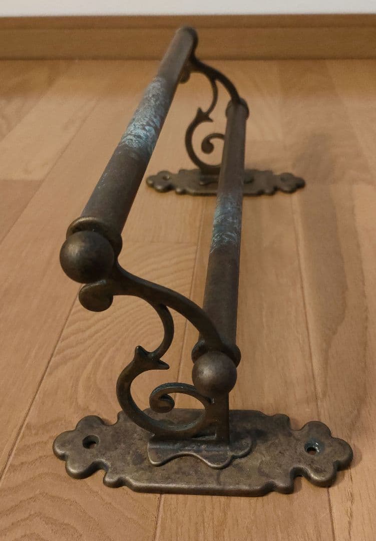 アンティーク 真鍮製 ダブルタオルバー 2連タオル掛 クラシック イタリア製 ②