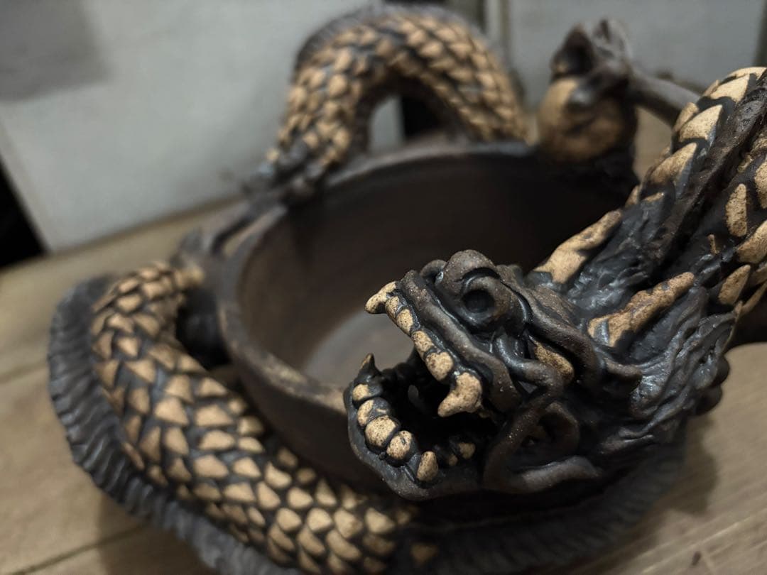 龍　盆栽鉢　彫刻 陶芸　作家鉢　芸術品　入手困難