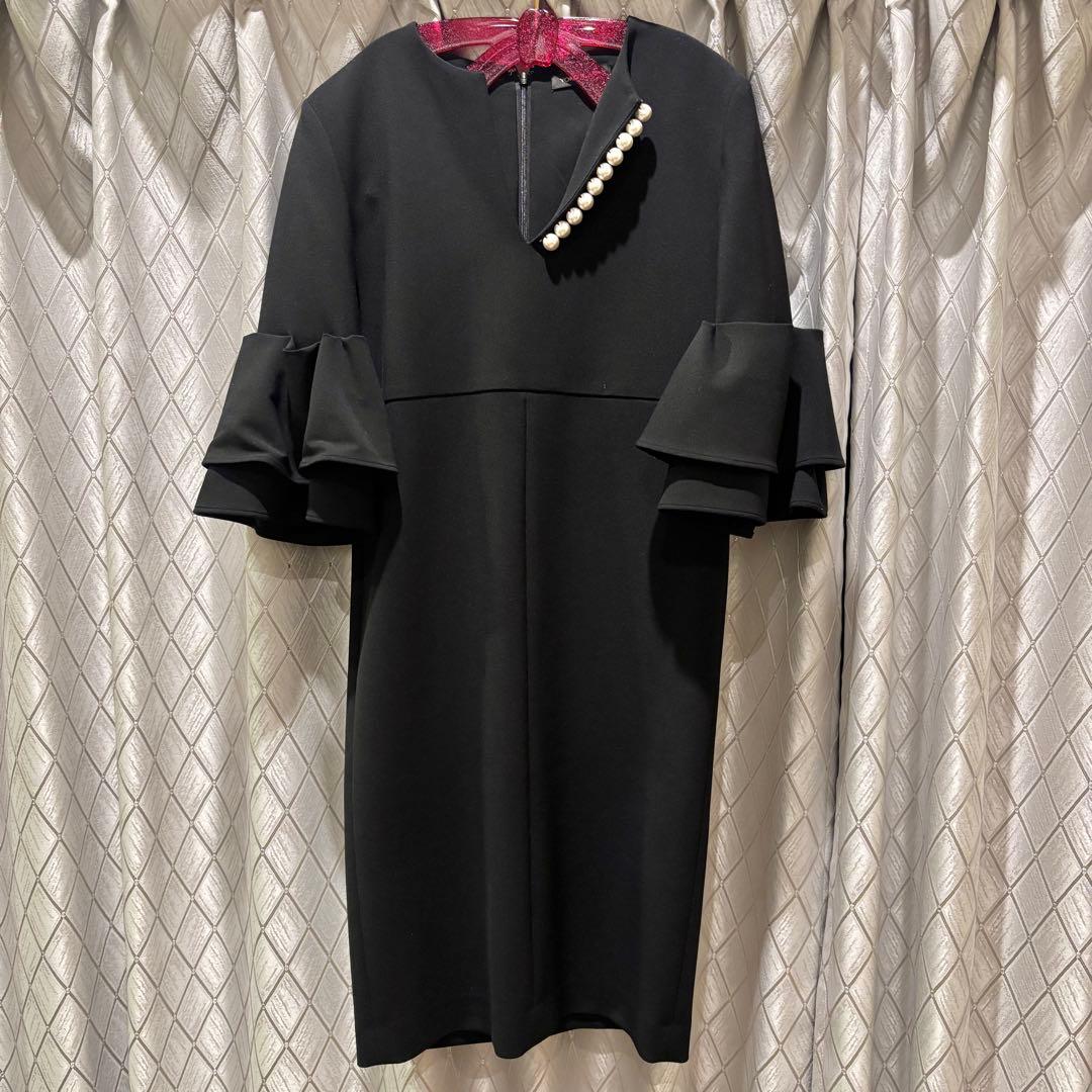 YOKO CHANヨーコチャン ティアードスリーブパールドレス36