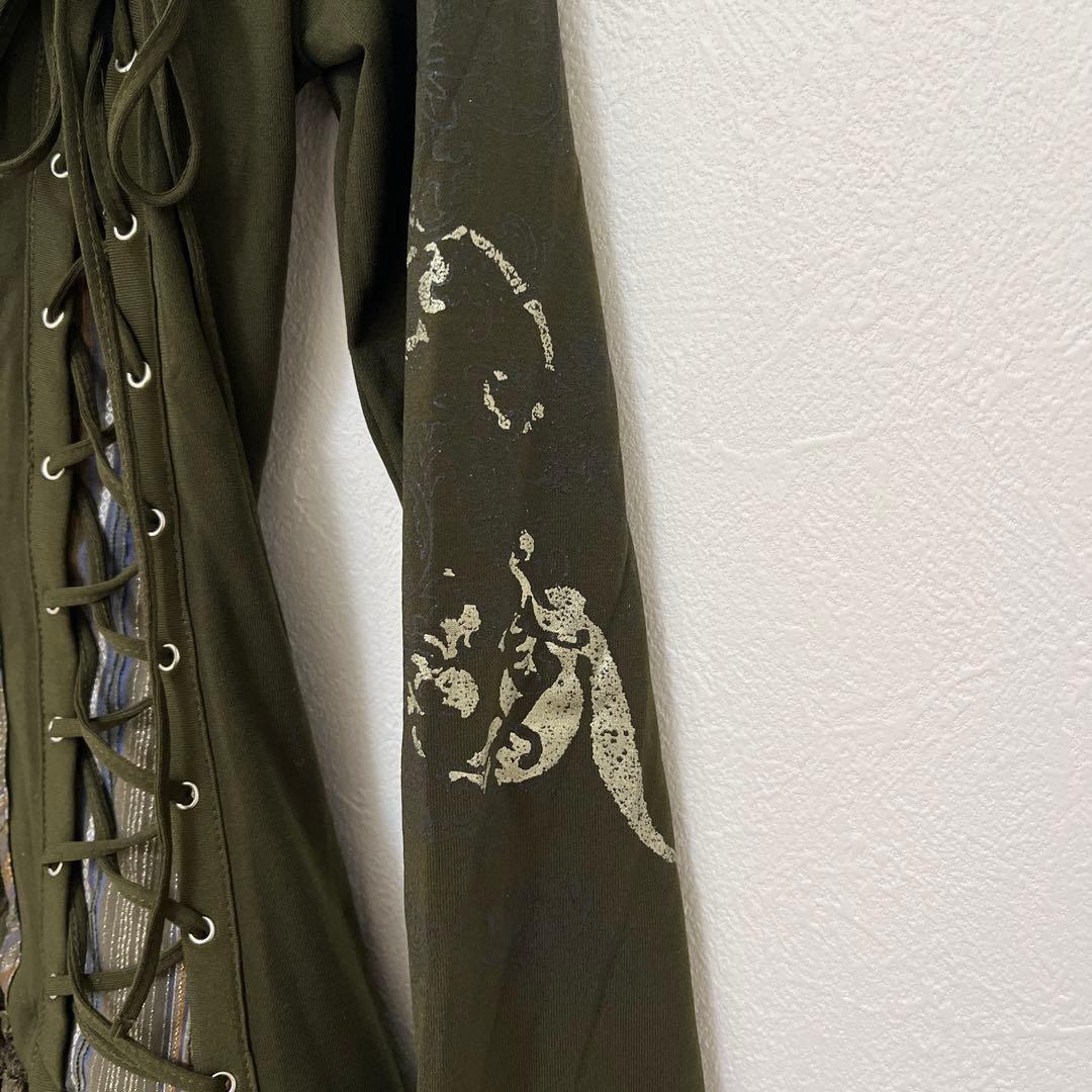 Ozz Oneste チャイナ編み上げ2wayジャケット　カーディガン