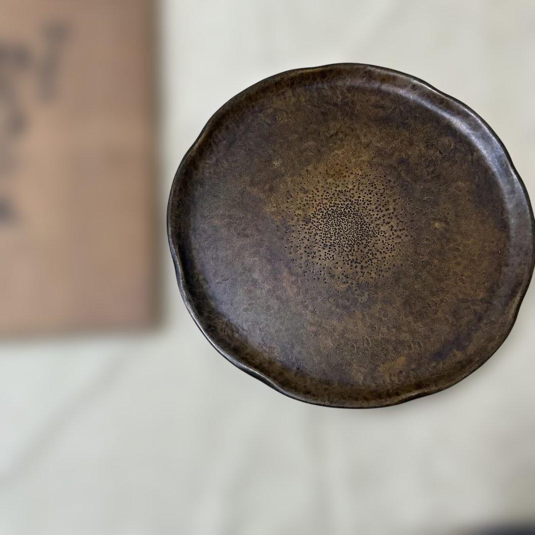 玉川堂　鎚目模様　鎚起銅器盆　大正〜昭和初期