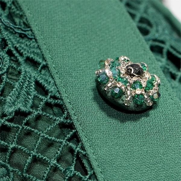 a*読様 セルフポートレイト ワンピース フルボタン レース グリーン UK8