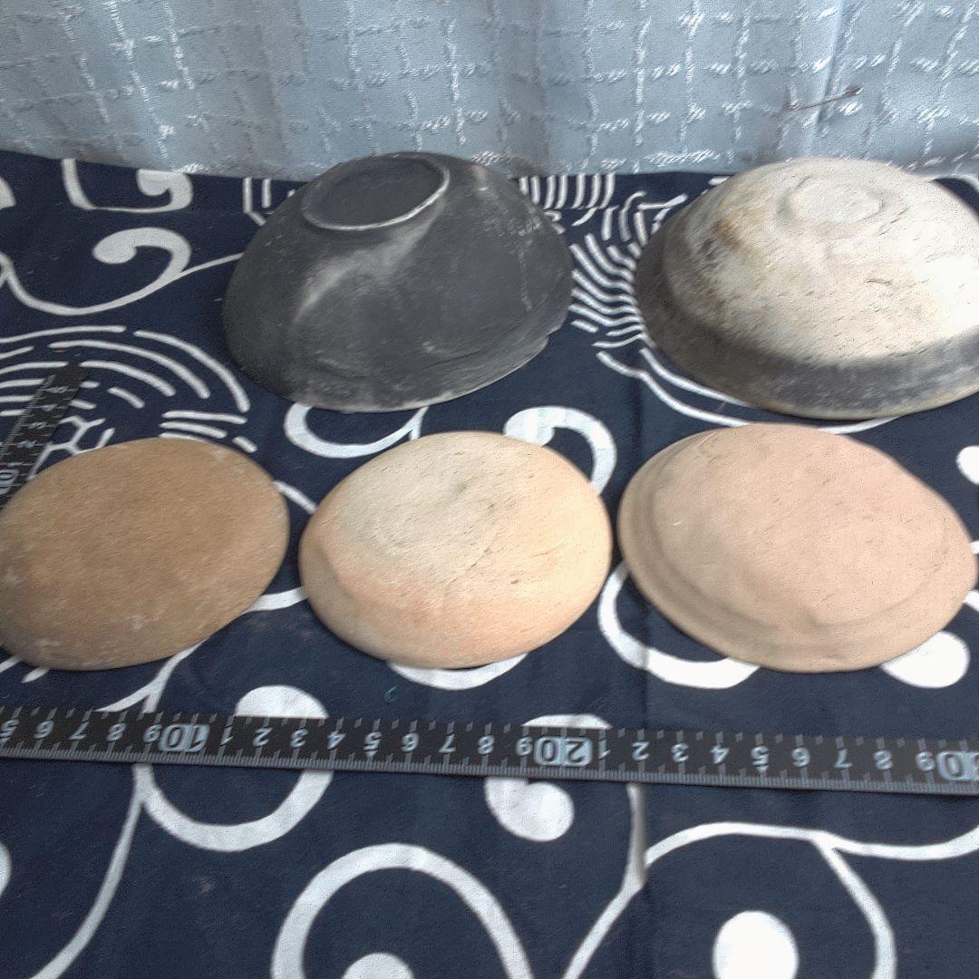 骨董１ 陶器製丸型皿5個セット中古