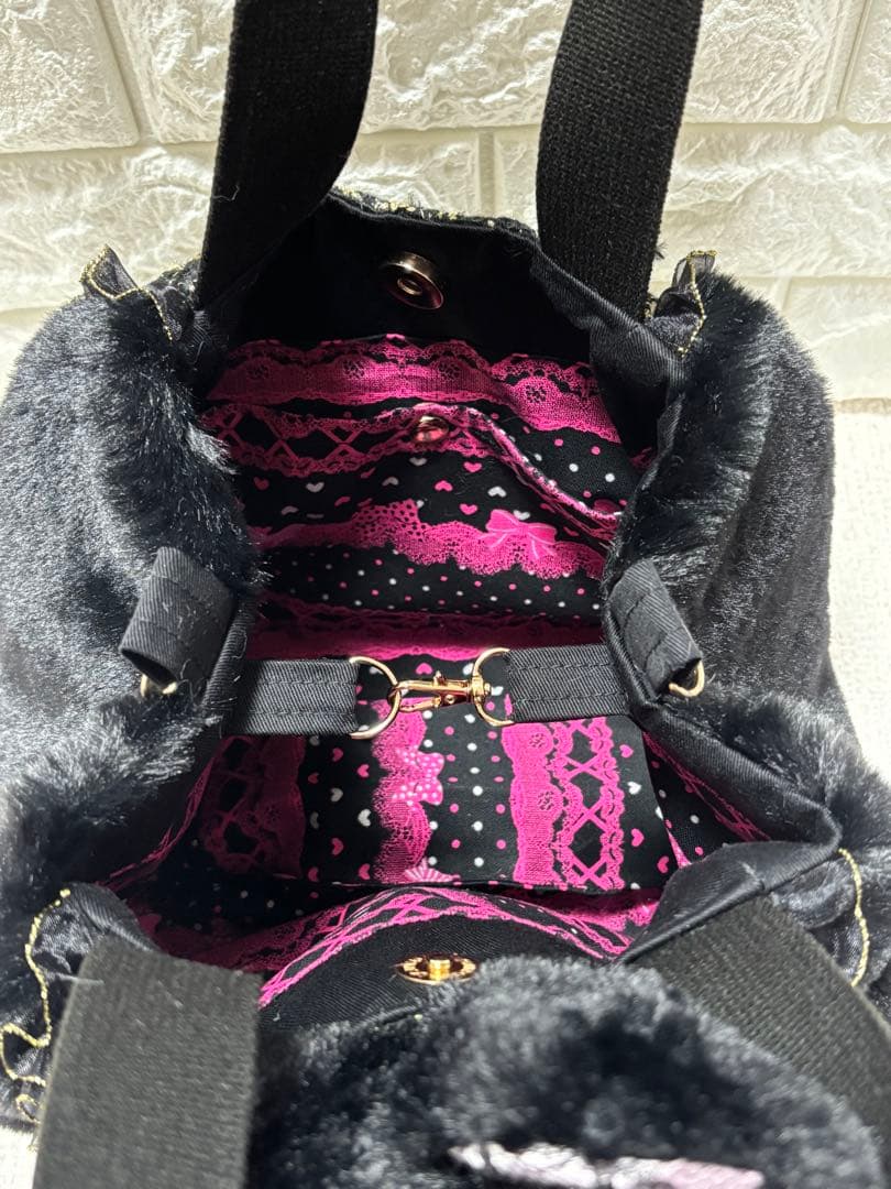 黒*こ様 コヤンイサムチョン　ハンドメイド　ファーバッグ　黒　サンダーちゃん　ツ