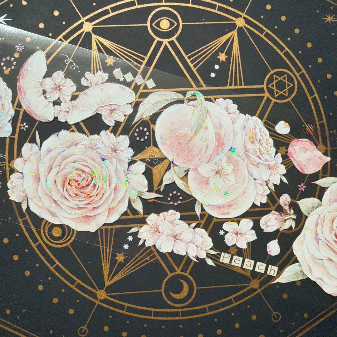 【8950】海外　マステ　中古巻　貝殻光マスキングテープ　お花系　ピンク