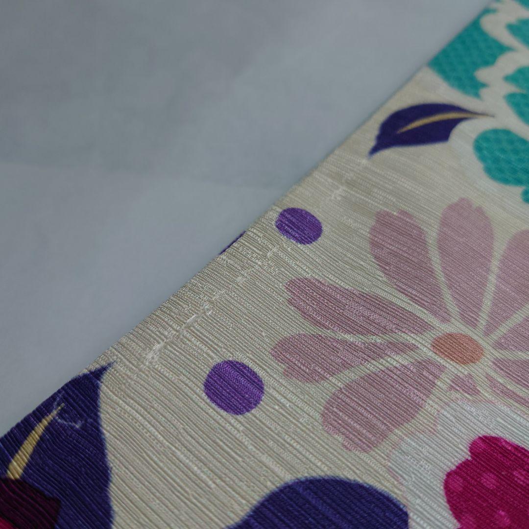 正絹 半幅帯 wakka ワッカ ハチドリ 大花 図案 訳あり