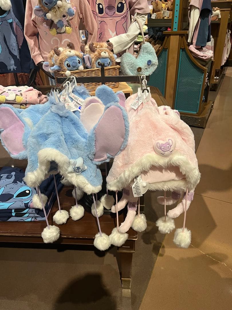 上海ディズニー限定　スティッチ エンジェル ファンキャップ 帽子 2点