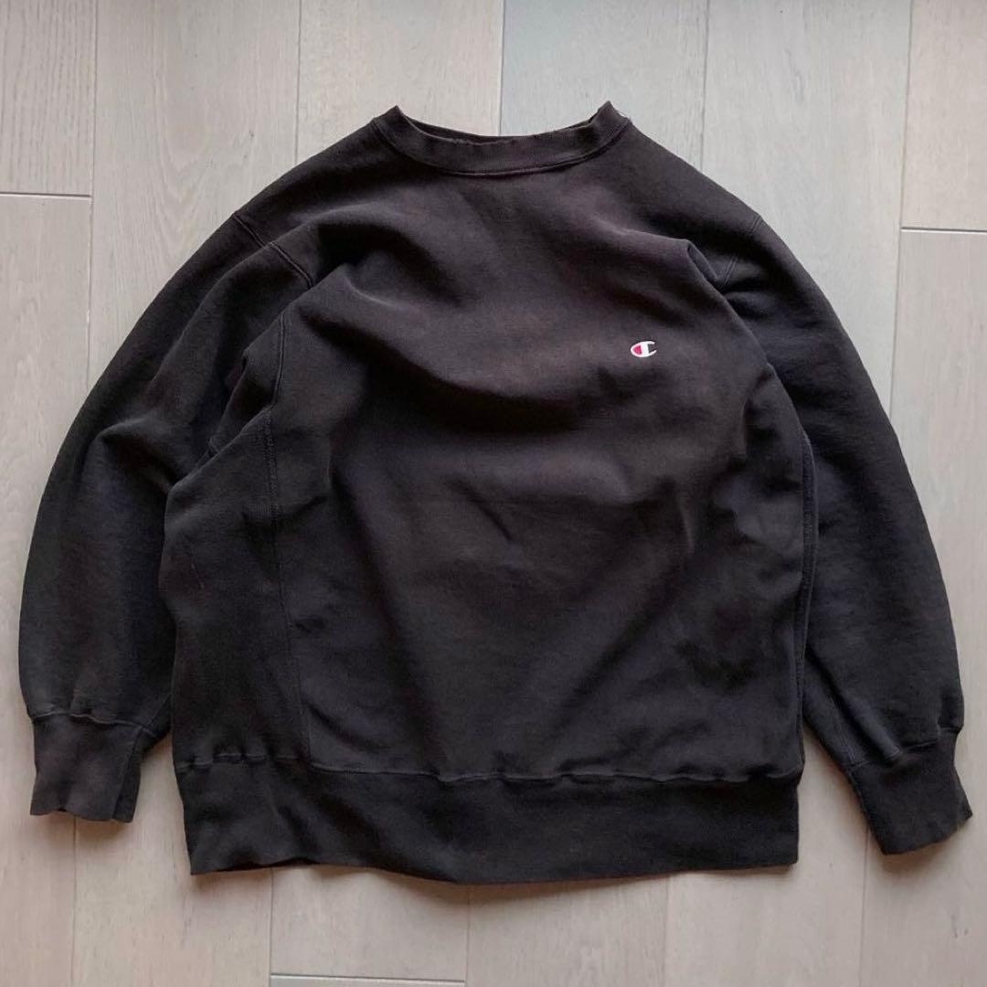 極美フェード 80s USA製 champion ブラックブラウン リバース