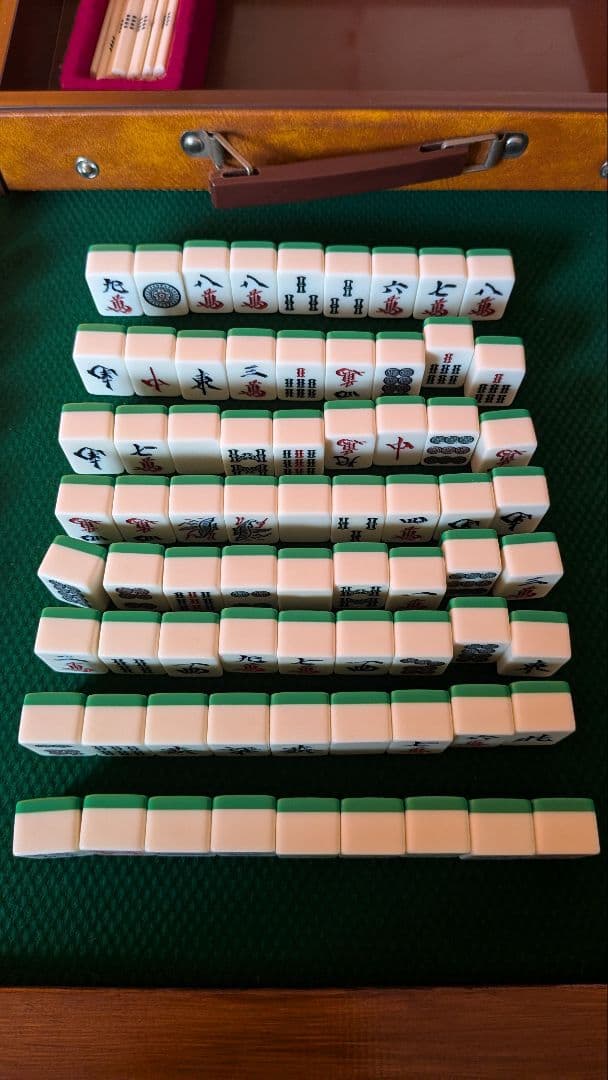 鶴一索　ミズノ丸一　ひまわり　背緑　27mm　＆東京麻雀　竹牌　チップ　セット