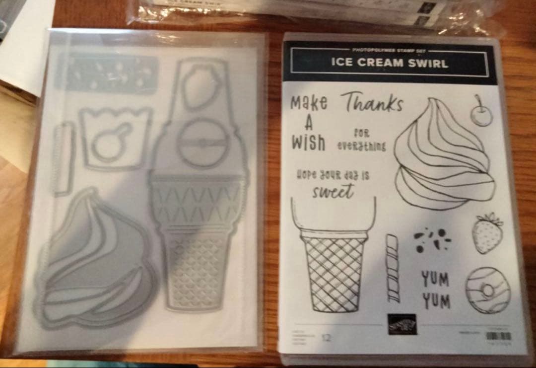 未使用　新作大きめソフトクリームスタンプ＆ダイ　スタンピンアップ