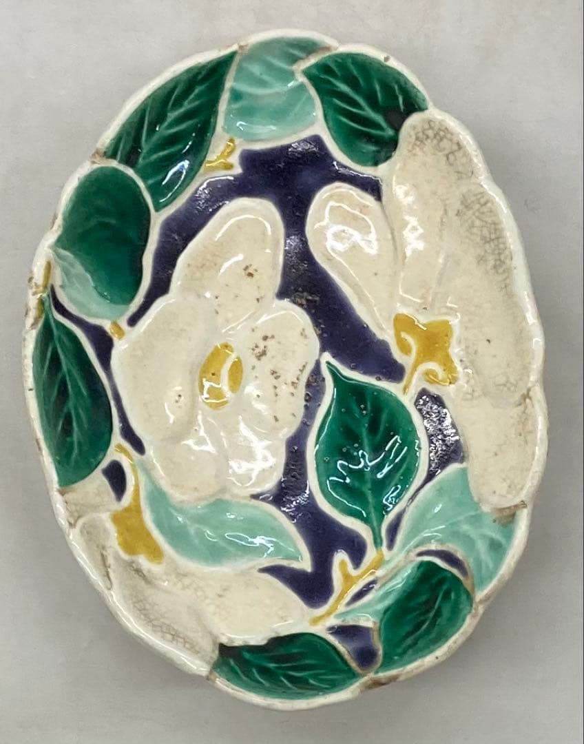 B389b 「椿図皿 5枚」九谷焼　金城製　春日山窯　青木木米　陶器　金沢