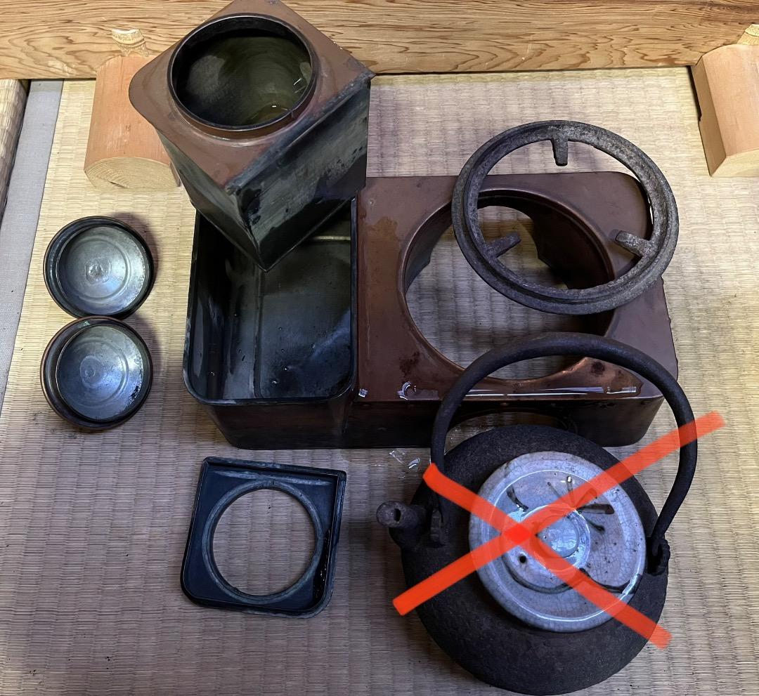 長火鉢、銅燗炉セット