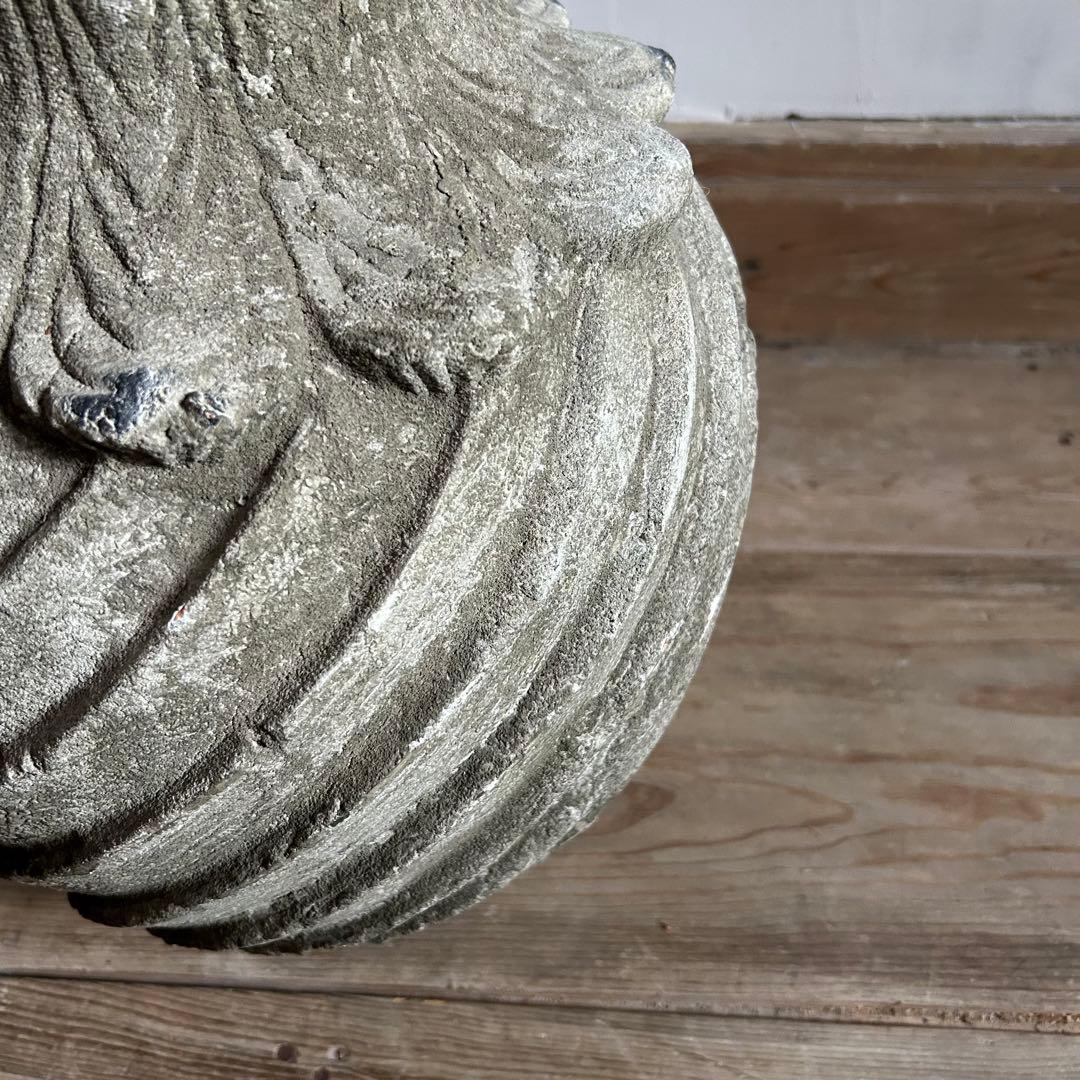 フランスアンティーク 花器 鉢植え 大型ストーンポット 螺旋模様　高さ47.5