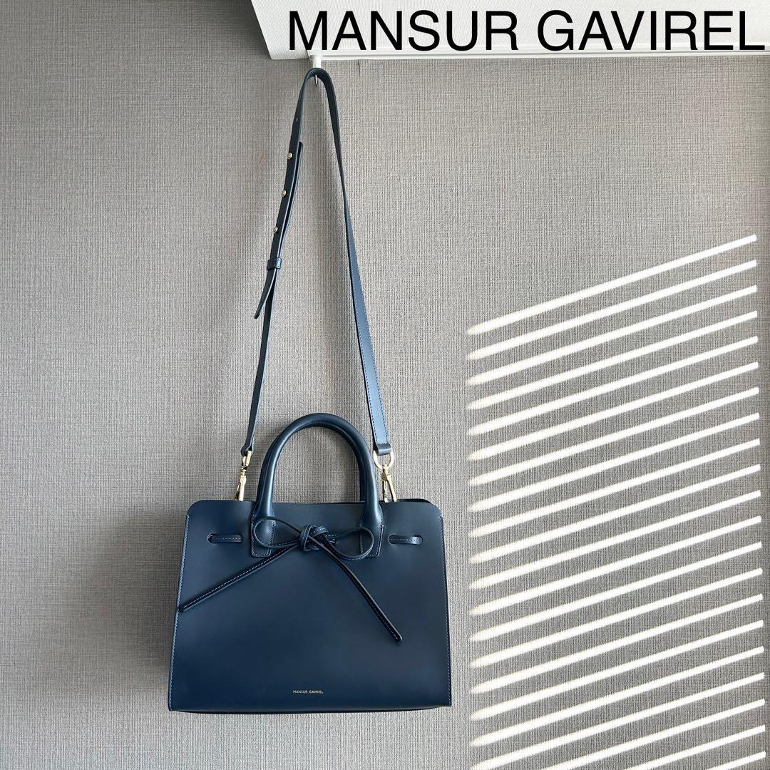 MANSUR GAVIRELマンサーガブリエル★2wayバッグ　リボン　ネイビー