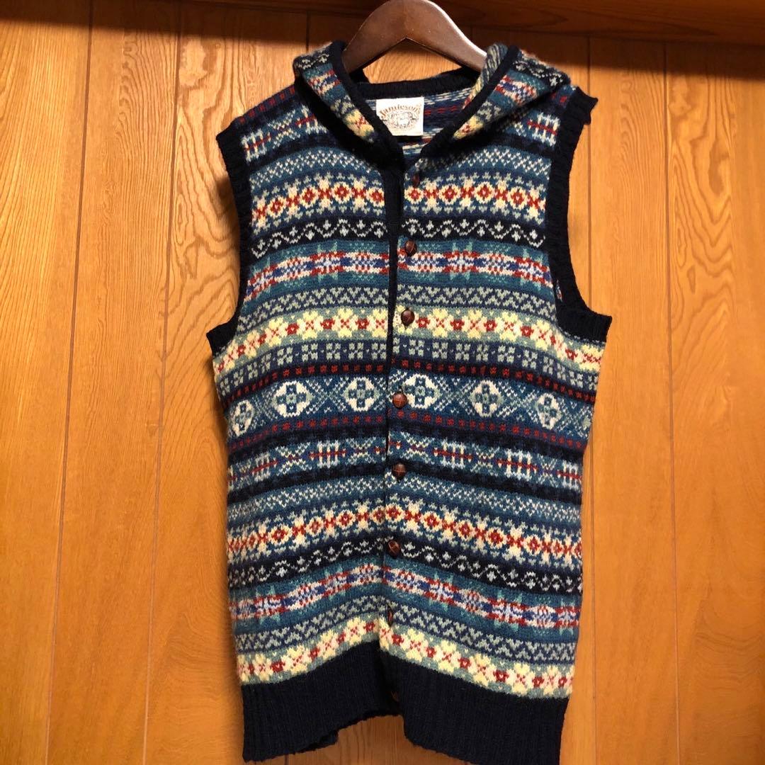 Jamieson's ジャミーソンズニットベストフード付き セーター 総柄