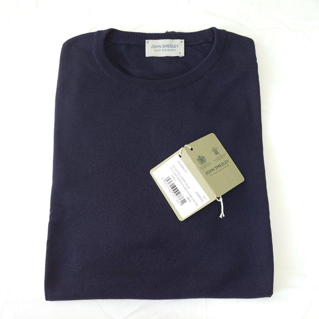 【美品】ジョンスメドレー DAVID コットンニット シーアイランド ネイビー