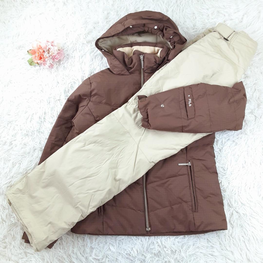 美品◎FILA フィラ スキーウェアセットアップ レディース ブラウン系 防水