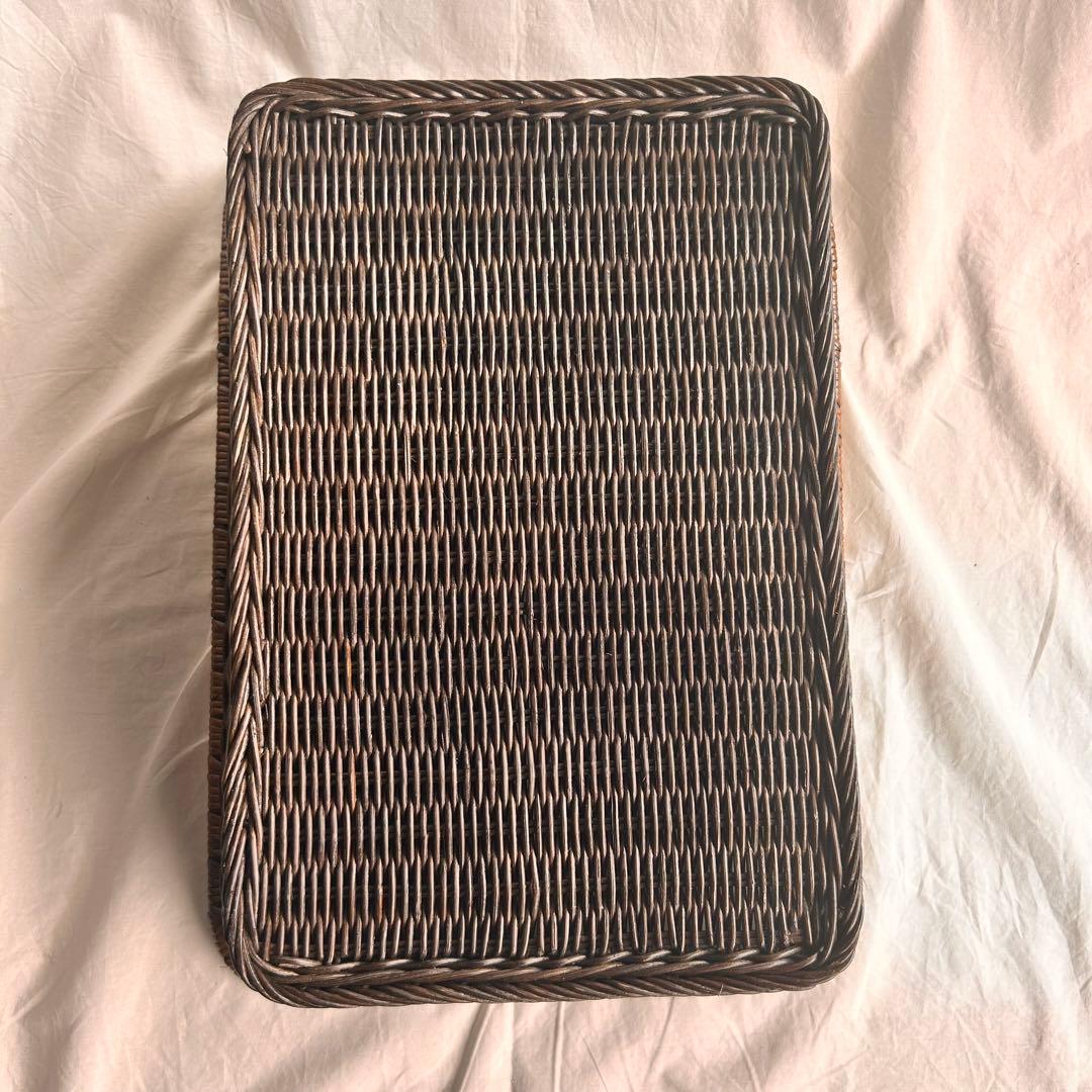 【新品】ラタンバスケット 4個セット おしゃれカゴ ブラック系