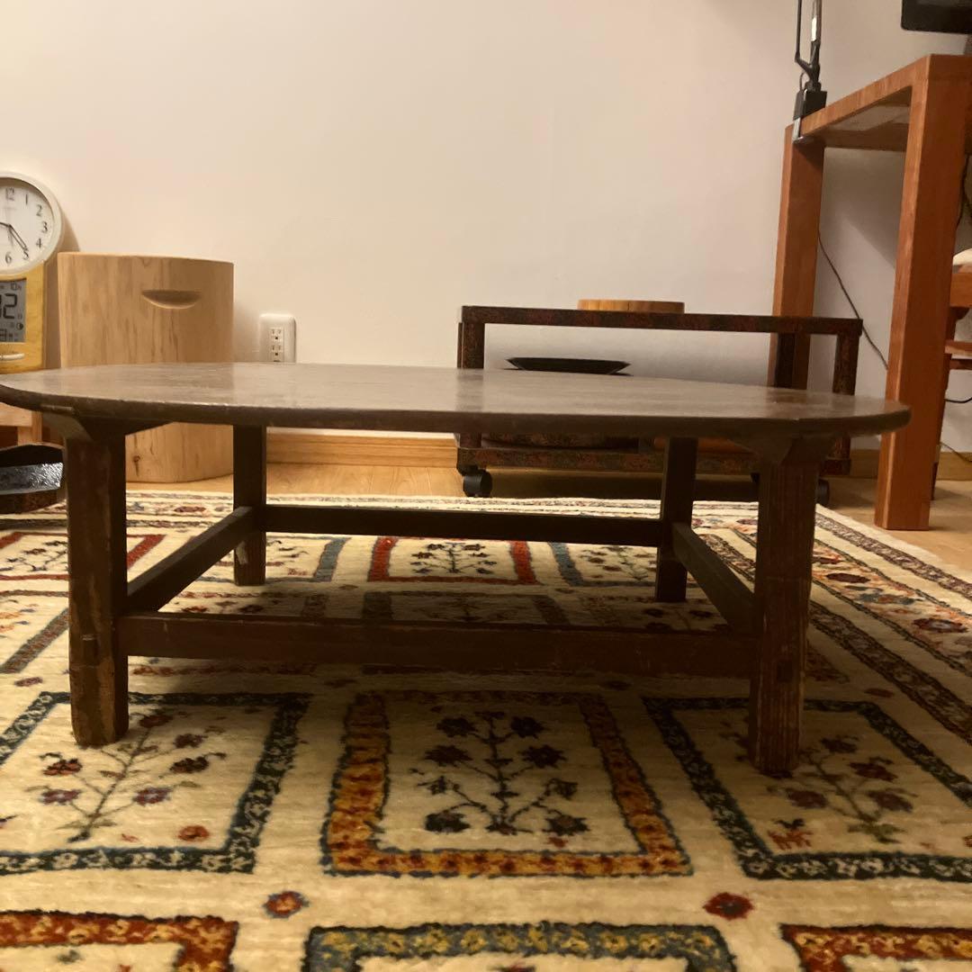 木製 円形座卓 四本脚　ちゃぶ台