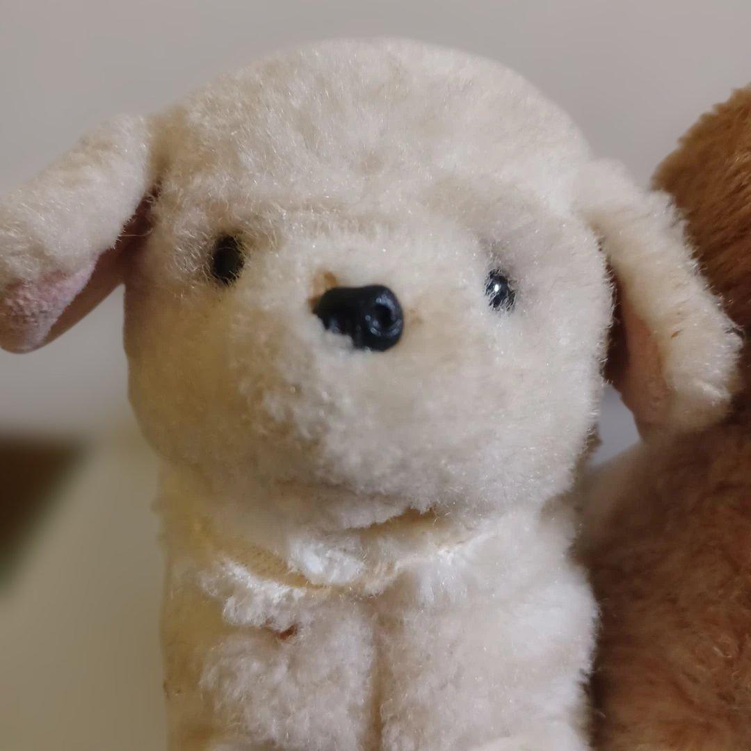 可動式　子犬　ぬいぐるみ　音が鳴る　２つセット　昭和レトロ　当時物