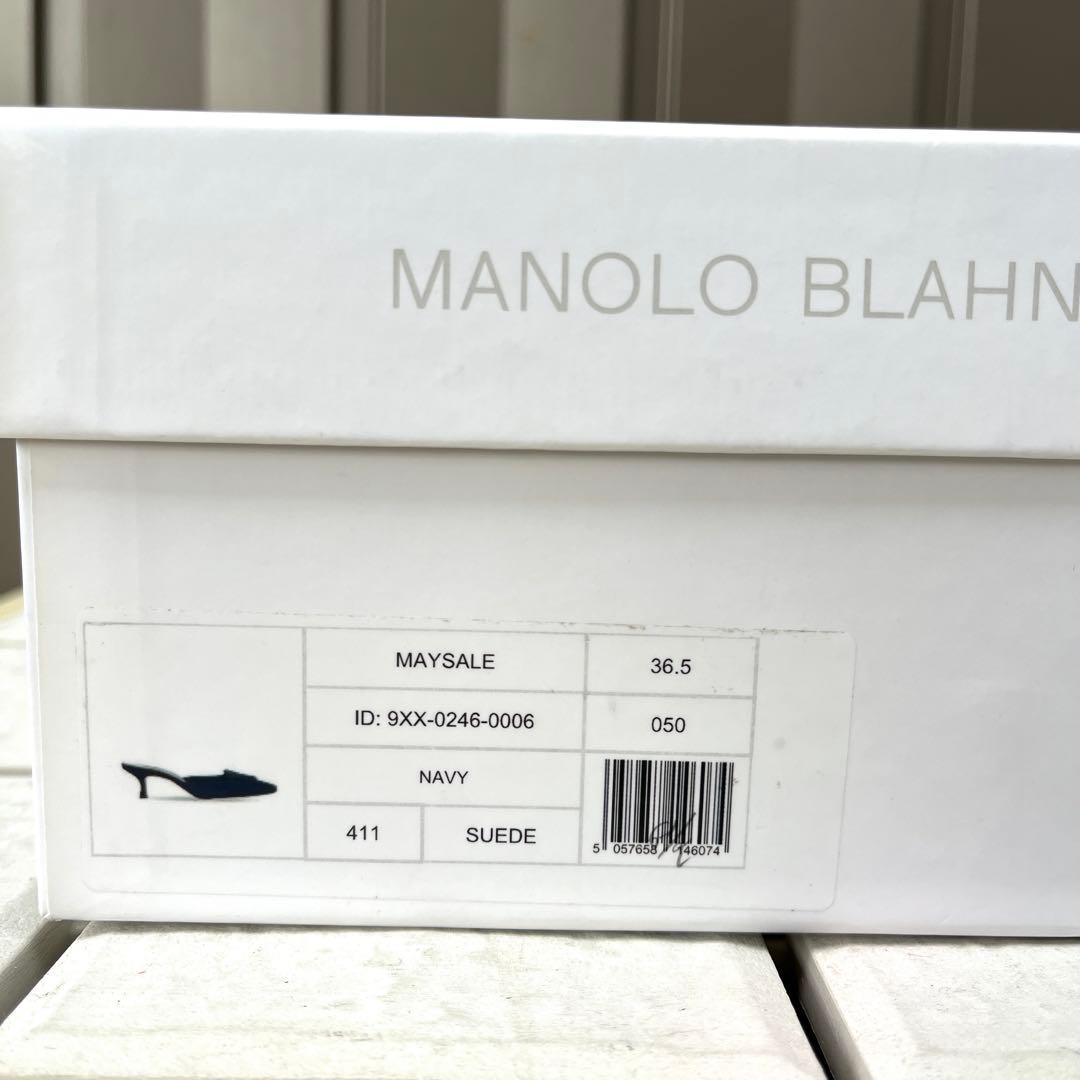 36.5 マノロブラニク　メイセール　ミュール　サンダル　ネイビー　23.5