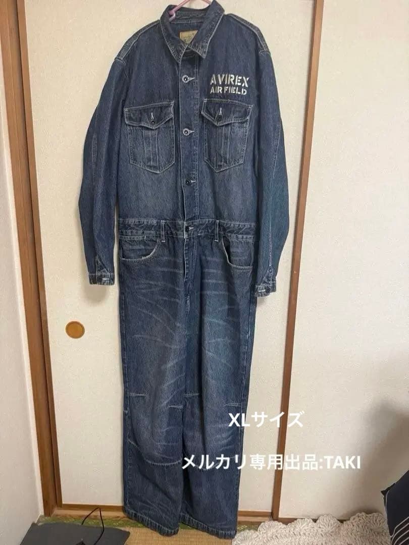AVIREX デニム オーバーオール つなぎ XLsize