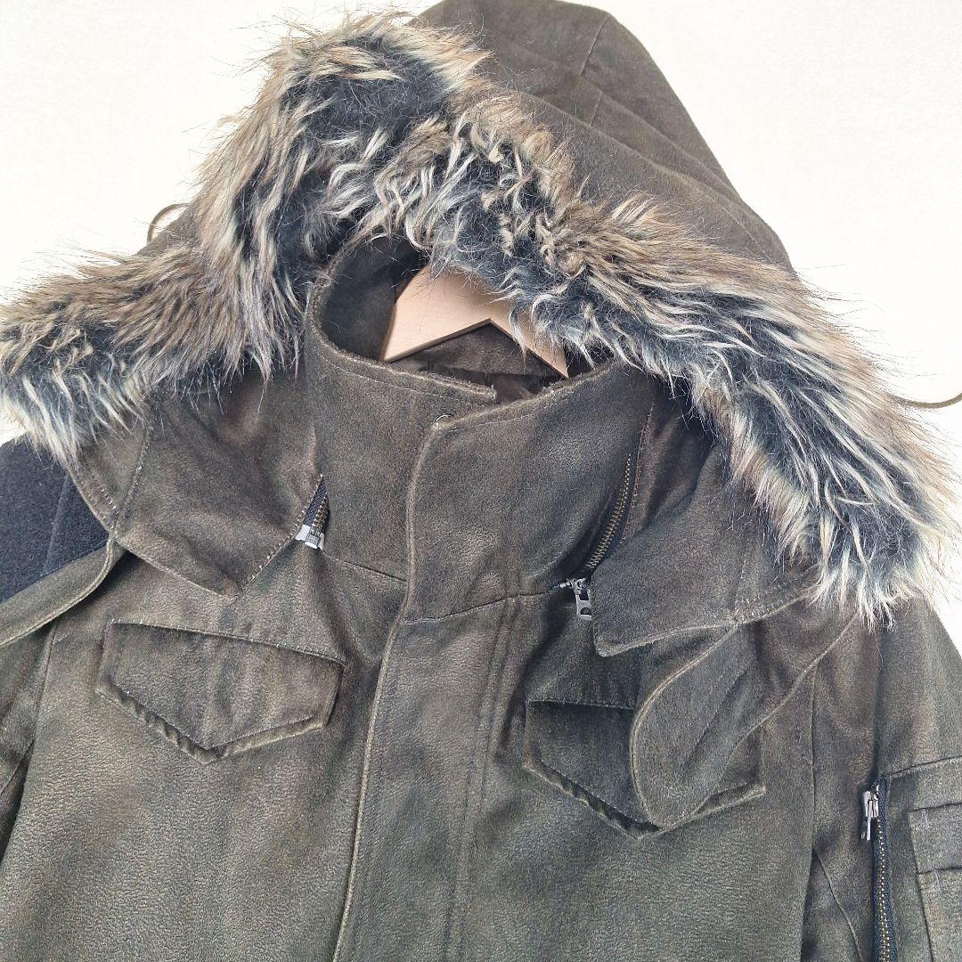 美品✨トルネードマート　モッズコート　スウェード調　ディープグリーン　L