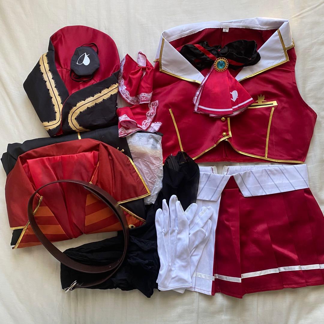 ホロライブ　宝鐘マリン　コスプレ衣装　美容師カットウィッグ、ブーツ付