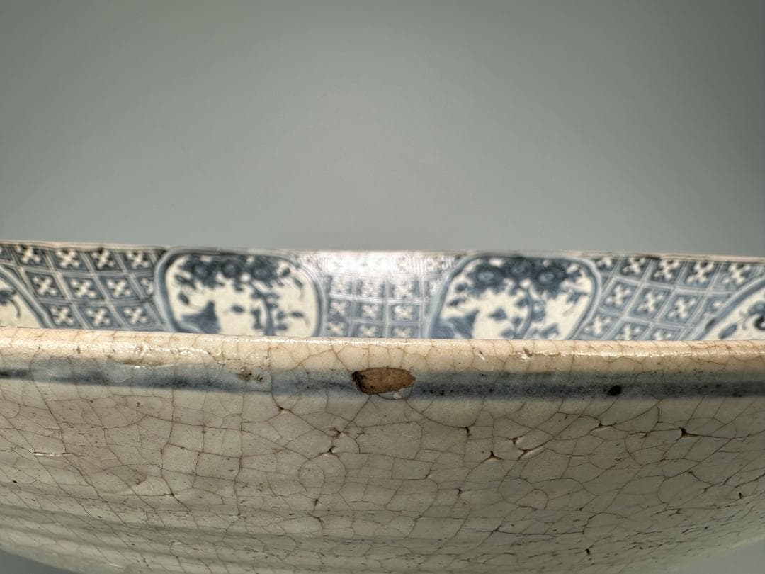 中国美術　16世紀頃　明代　明時代　青花花鳥文大盤　染付大皿　 唐物　安南大皿