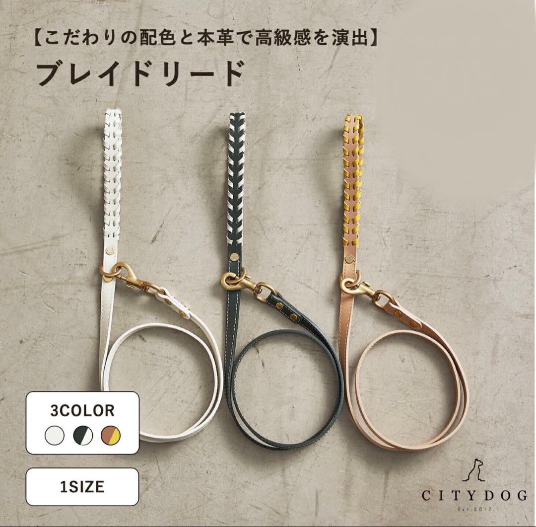 CITYDOG レザー ハーネスMサイズ&リードセット　アイボリー