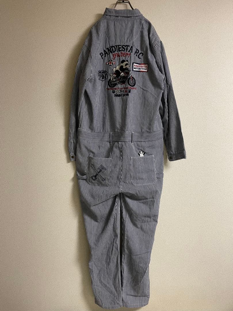 ★美品★ PANDIESTA JAPAN ツナギ デニム ヒッコリー デカロゴ