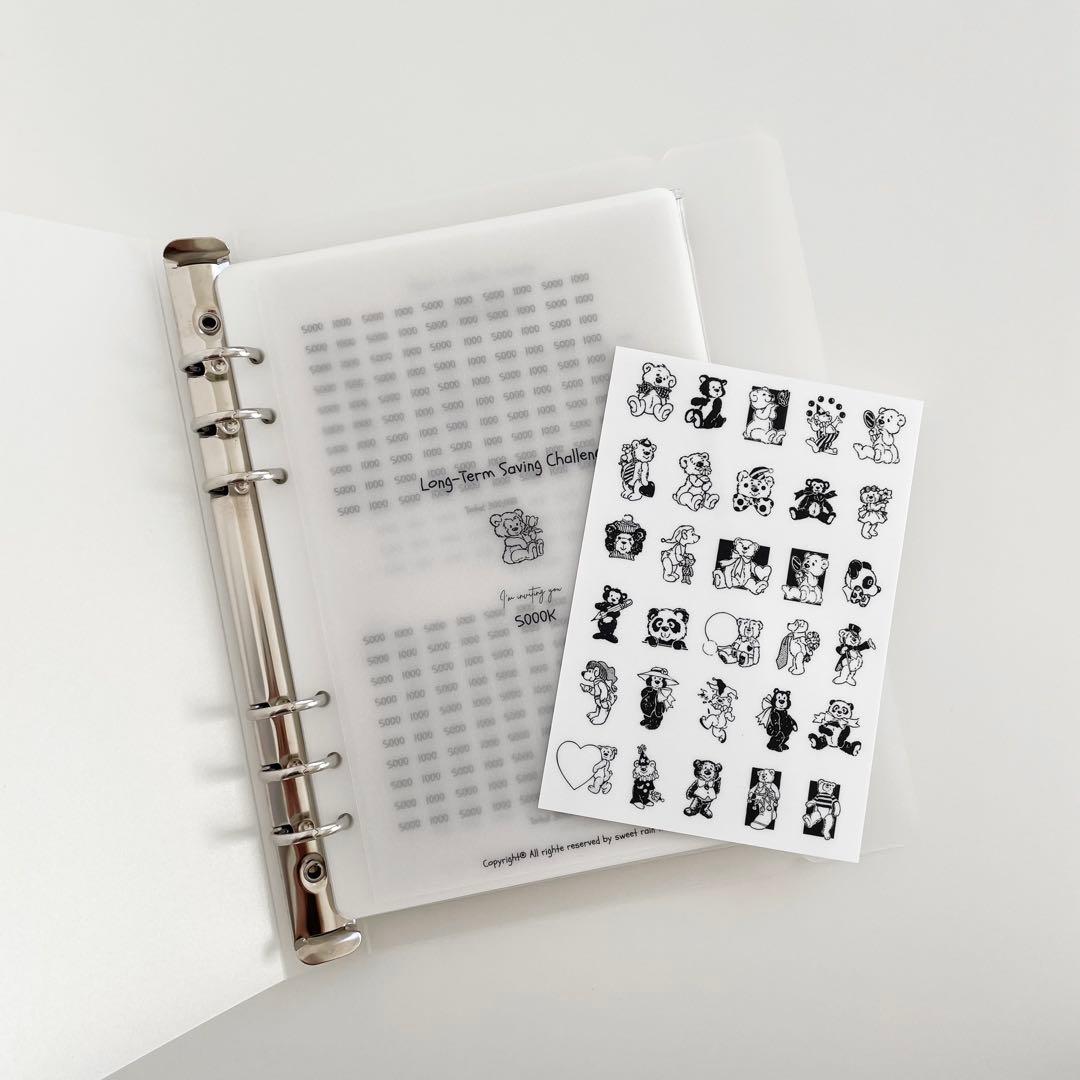 ラスト1点　韓国　貯金　貯蓄　バインダー　カバー　リフィル　A5 くま　ベア　2