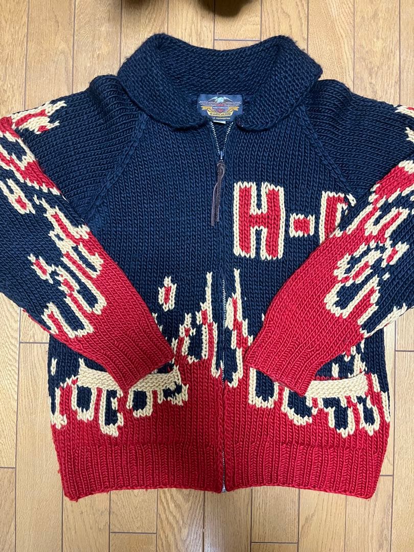 ハーレーダビッドソン カウチンニット90s ❣️ファイヤー