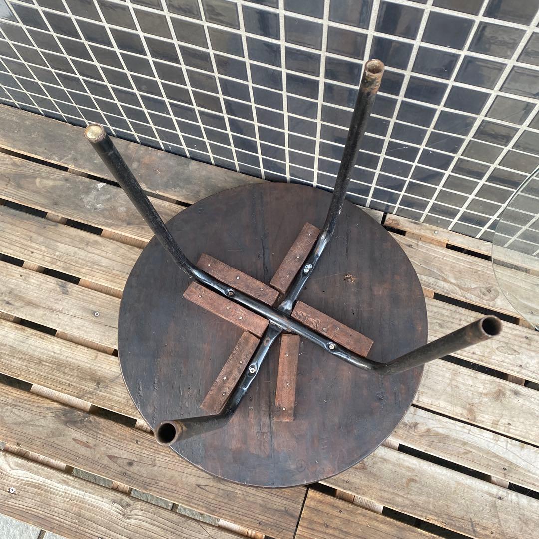 ヴィンテージテーブル 木彫 ガラス天板 インテリア 店舗什器 アフリカ アジア