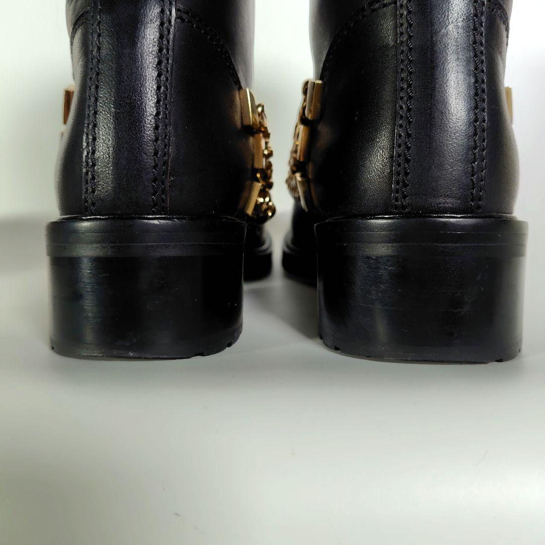DSQUARED2 ゴールドチェーン レザー ブーツ 黒 37 モード