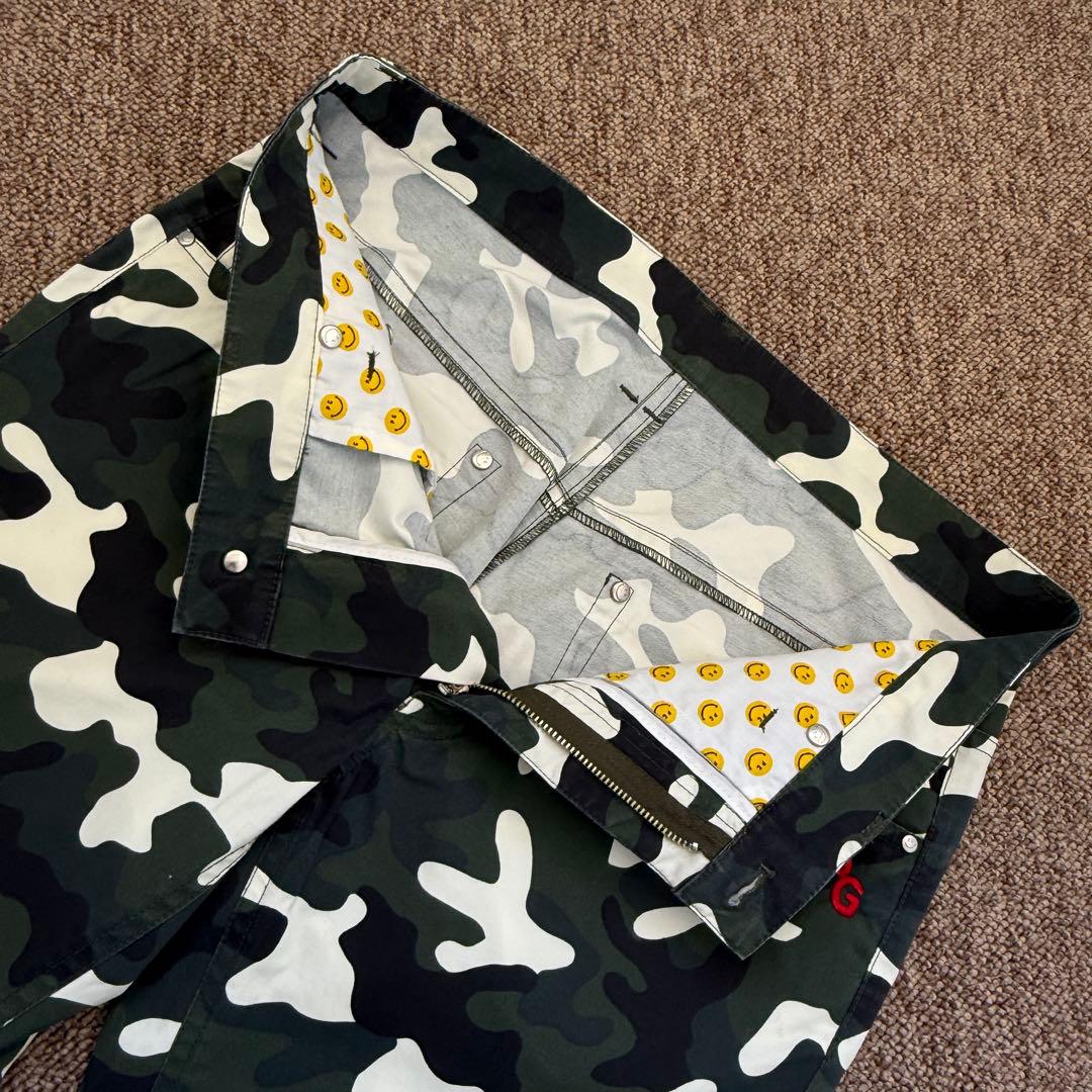 極美品　パーリーゲイツ　パンツ　迷彩　カモ柄　M〜L相当　アーミー　4 白　黒