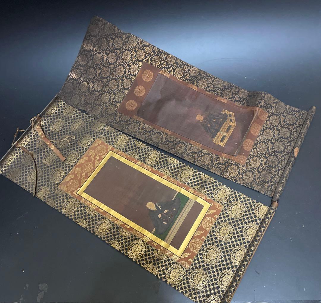 江戸時代　絹本　行信遠慶宿録　掛け軸2個