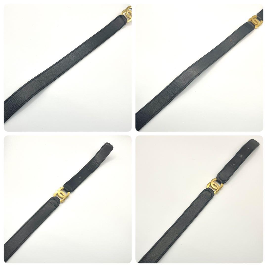 希少✨　CHANEL ココマーク　ベルト　ブラック　レザー　ゴールド　レディース