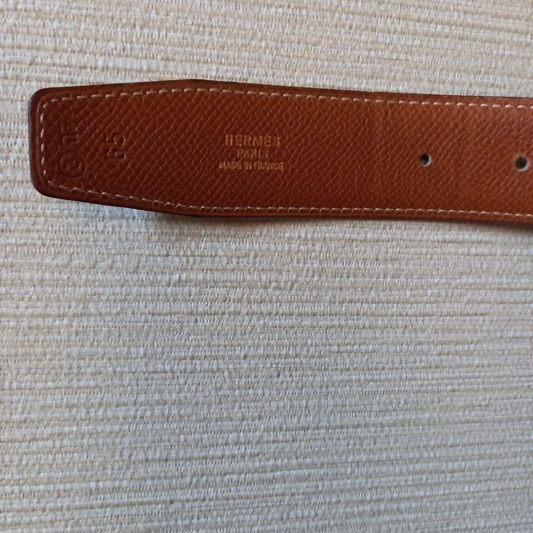 さ*こ様 エルメスH型バックル ブラックレザーベルト 約80cm
